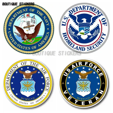 USN US Navy, Air Force VETERAN Homeland Security Badge Vinyl Stickers 3M Made in the USA Truck Window Wall Car Notebook
