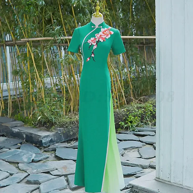 

National Dance Costume Cheongsam Elegant Fashion Aodai Dress Traditional Chinese Improved Qipao Banquet Evening Party Gown