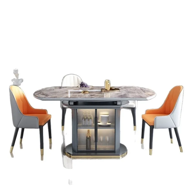 

Fangyuan dual-purpose dining table retractable rock slab dining table and chairs 2025 new modern simple light luxury high-end