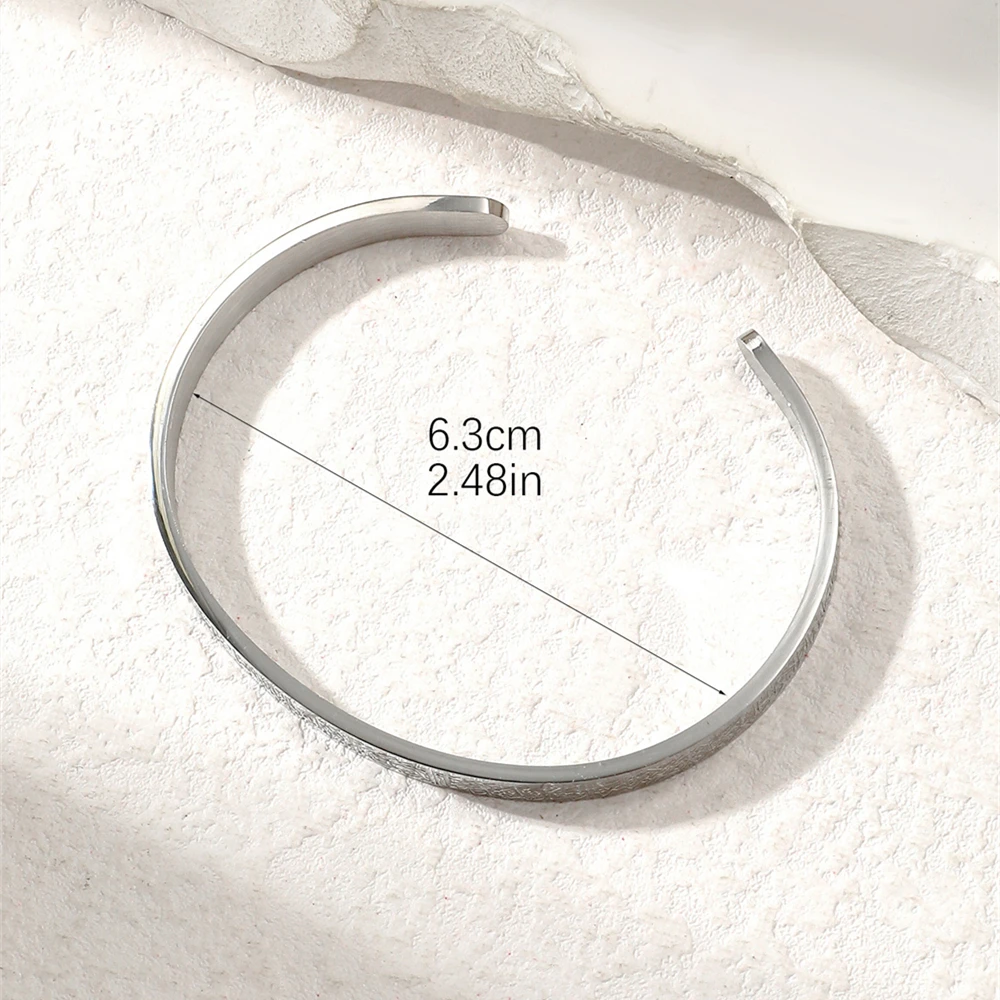 Stainless Steel Ayatul Kursi Cuff Bracelet Ayat Al-Kursi Quran Verse for Protection Islamic Jewelry Arabic Calligraphy Bangle