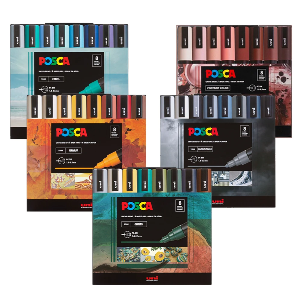 8 قطعة مجموعة علامات UNI اليابانية الجديدة POSCA المحدودة PC-5M الاكريليك البوب المشارك الإعلان الرسم الكتابة على الجدران مانغا اللوازم المدرسية الفنية