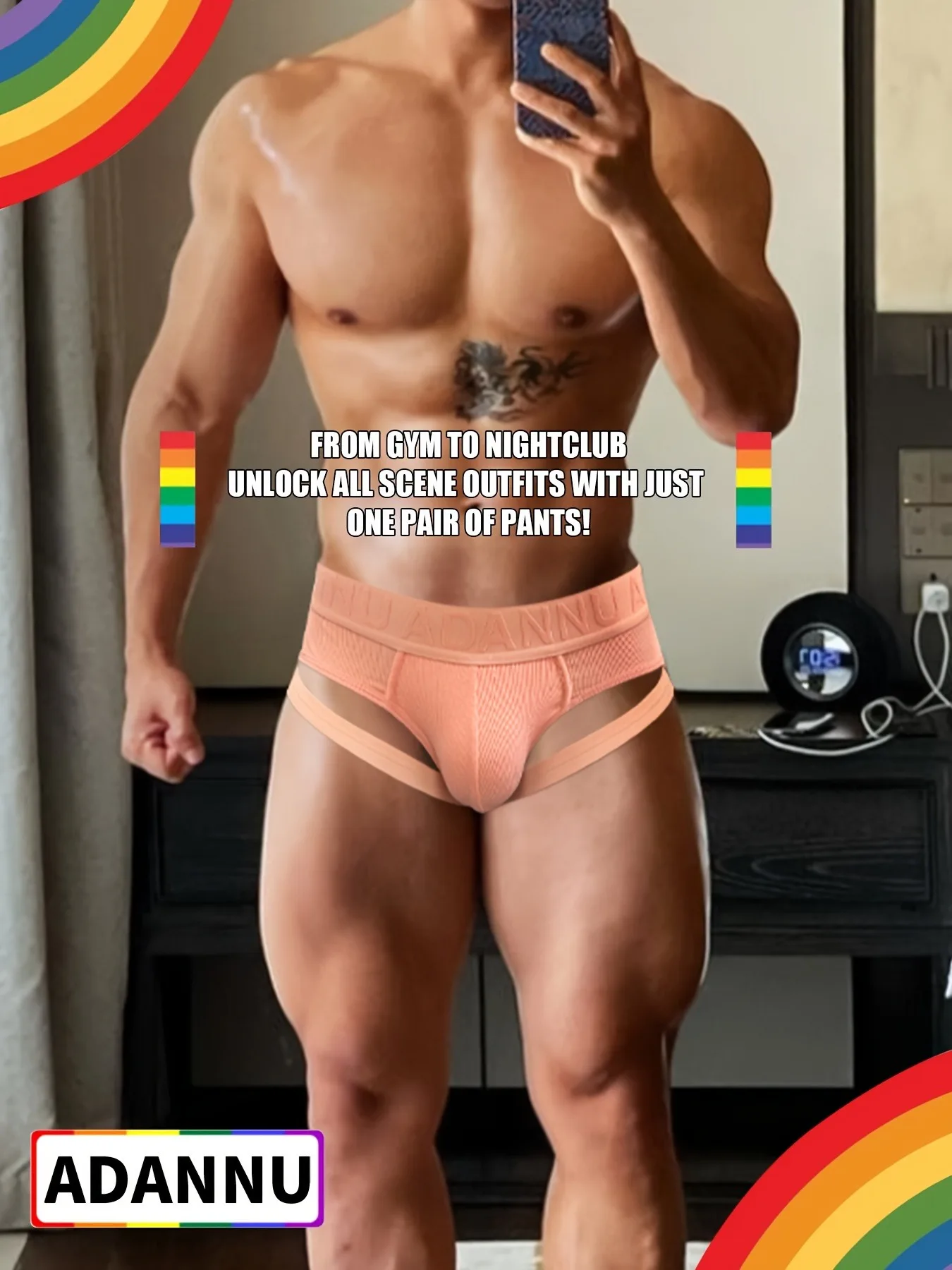 กางเกงในชายเอวต่ำ ADANNUMen 1 ชิ้น สำหรับเล่นกีฬา ฟิตเนส ผ้าฝ้าย ระบายอากาศ ทรงสามเหลี่ยม