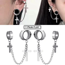 1 Pair Ear Plugs Tunnels and1Pair Earring Cilp Crosses Ear Expansions Ear Reamer Ear Earrings Oreja Dilataciones Punk Piercing
