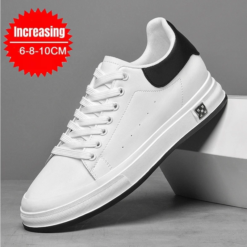 Elevator Shoes Men 6cm 8cm 10cm Lifting Board Shoes White Platform Male Sneakers Hidden Height Increase Sports Casual Shoes 2025