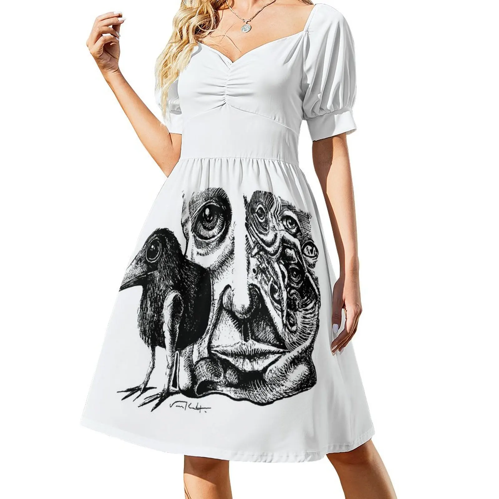 Bird and human mutant Short Sleeved Dress luxury women's party dress evening prom summer clothes for women Dress