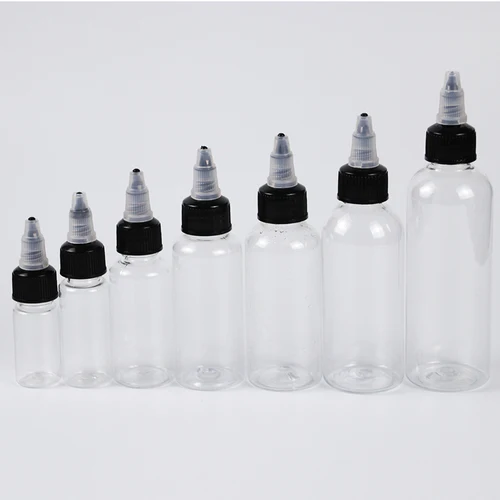 Imagen 2 del producto Botellas cuentagotas para apretar de 5-250ml, botella de plástico para gotas para los ojos, tapa superior giratoria, dispensador de tinta líquida, aplicador de pegamento, 10ml, 50ml, 100ml