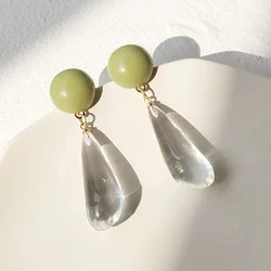Trendy Semicircle Transparent Acrylic Water Drop Earring For Women Girls Holiday OL Gift Fashion Jewelry Ear Accessories E227