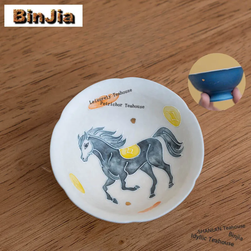 

60ml Hand-painted Ceramic Lotus Teacup Handmade Tea Bowl Sample Tea Cup Tea-tasting Personal Cup Jianzhan Master Cups Teaset