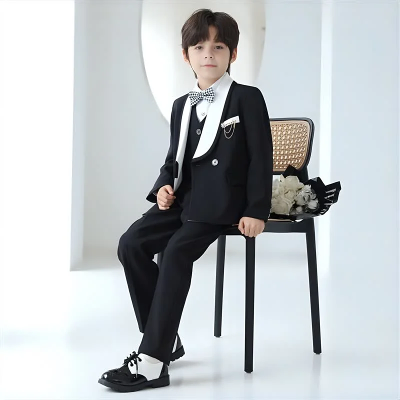 Boys Suits for Weddings 2024  Autumn New Teen Children Piano Speech Performance Costume 2 To 14 Years Kids Formal Evening Tuxedo