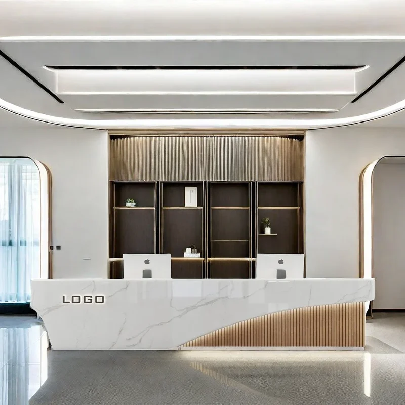 

Reception Counter Desk Long Beauty Salon Furniture Aesthetic Luxury Entrance Tables Help Center Decor Bancone Bar Table Bar