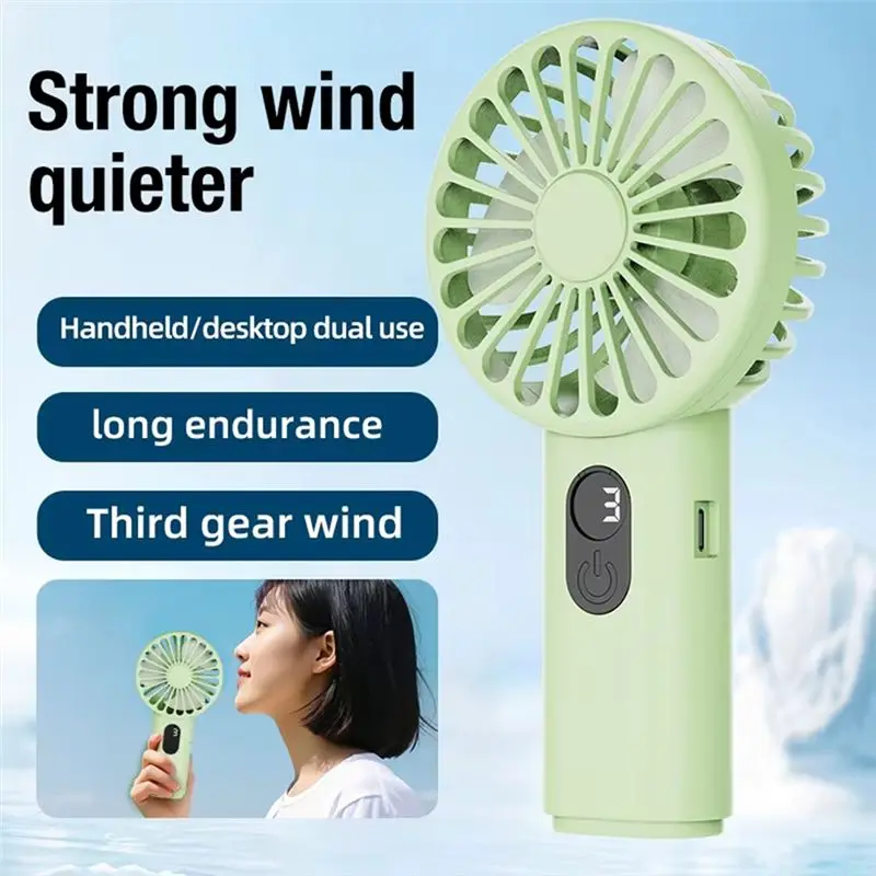 BABZ Mini Handheld USB Fan 3 Speed Portable Fan with Digital Display Quick Charging for Indoor Outdoor Travel Makeup