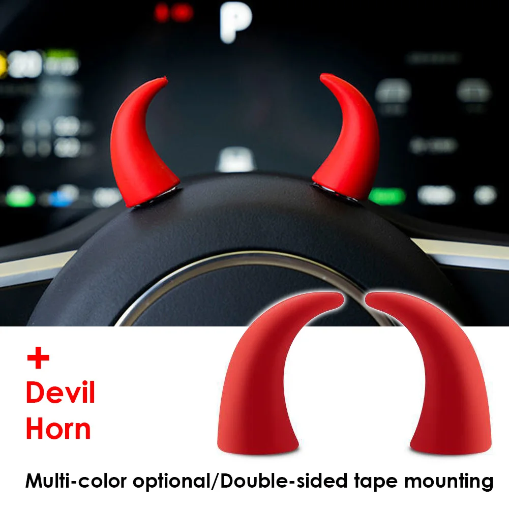 3D Fashion Devil Horn Car Interior Decoration Car Dashboard Steering Wheel Auto Accessories Sticker for Coupe Motorcycle Bicycle