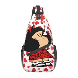 Mafalda Anime Plaid Small Sling Bag Chest Crossbody Shoulder Backpack Outdoor Sports Daypacks Men Women Satchel