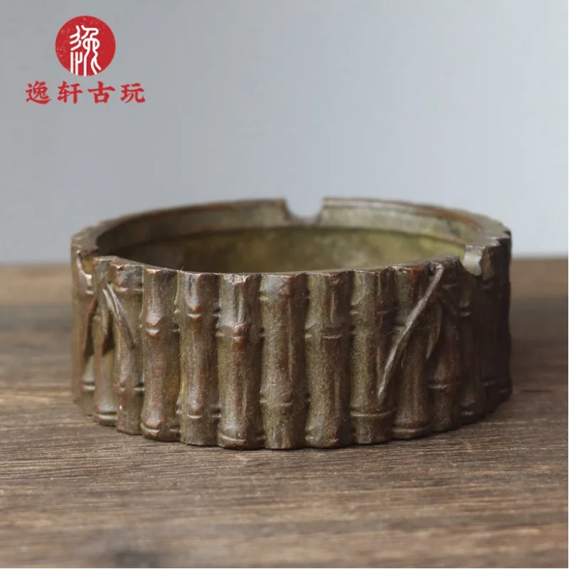 Bamboo Ashtray Antique Bamboo Bamboo Incense Burner High-Rise Craft Decoration Study Paper Weight Ornaments