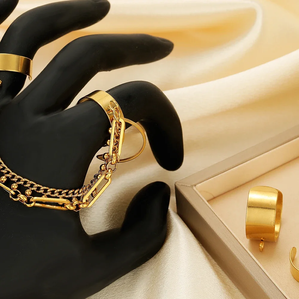 10pcs/lot Stainless Steel Adjustable Blank Rings Setting Gold Plated Open Ring for DIY Jewelry Ring Making Accessories Wholesale