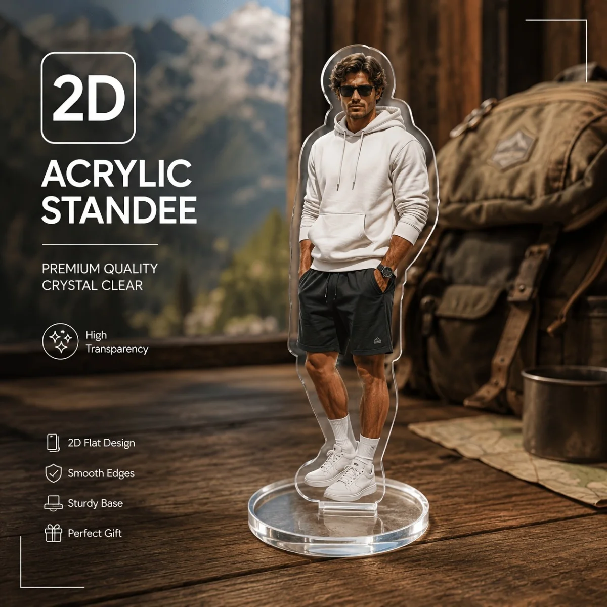 Custom Photo Acrylic Standee, Personalized Cutout Picture 2D Acrylic Figure Stand, Customized Portrait Desktop Display Keepsak