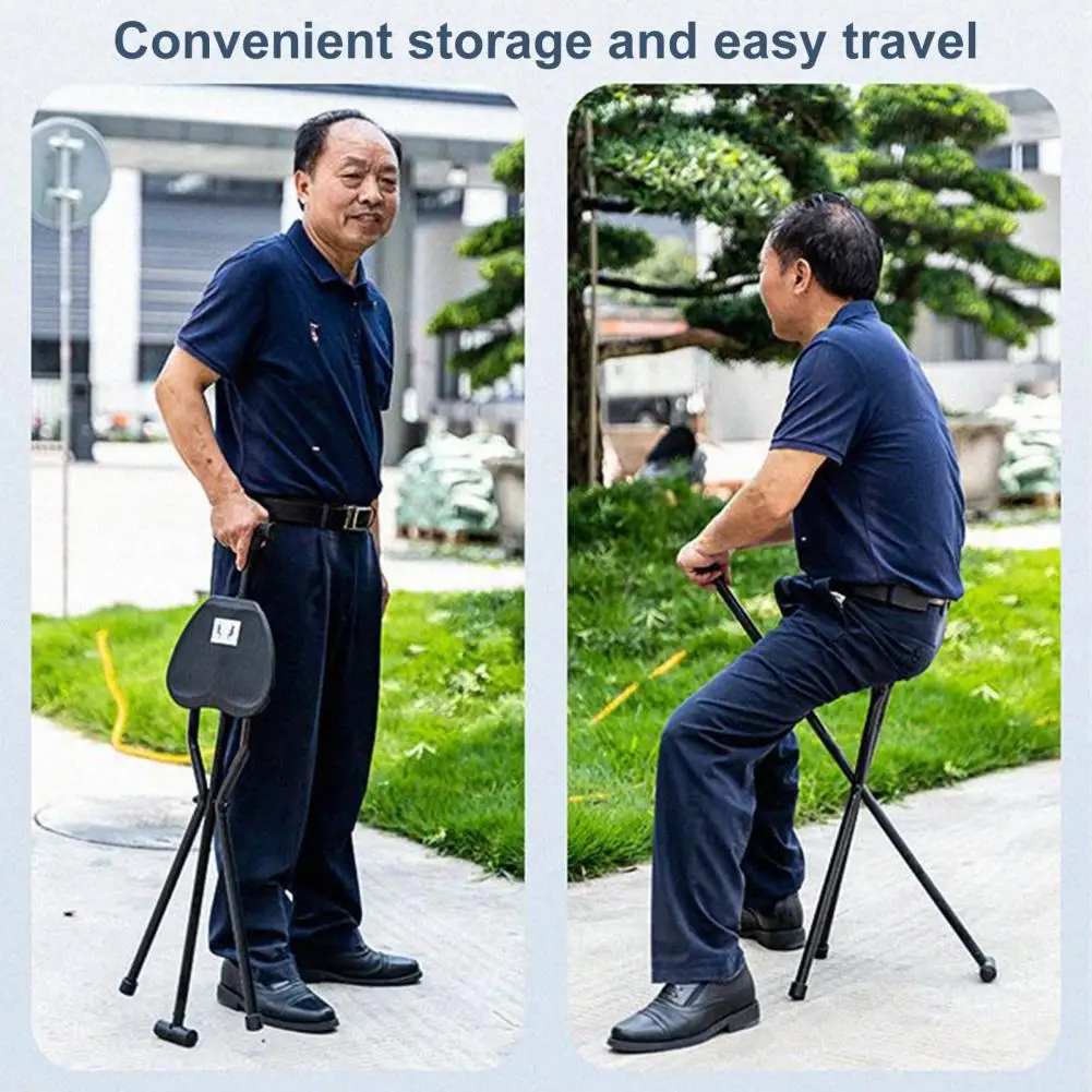 

New Multifunction Trekking Stool Portable Folding Cane Crutch Folding Outdoor Chair Design Walking Cane Hiking Stick Chair Pad