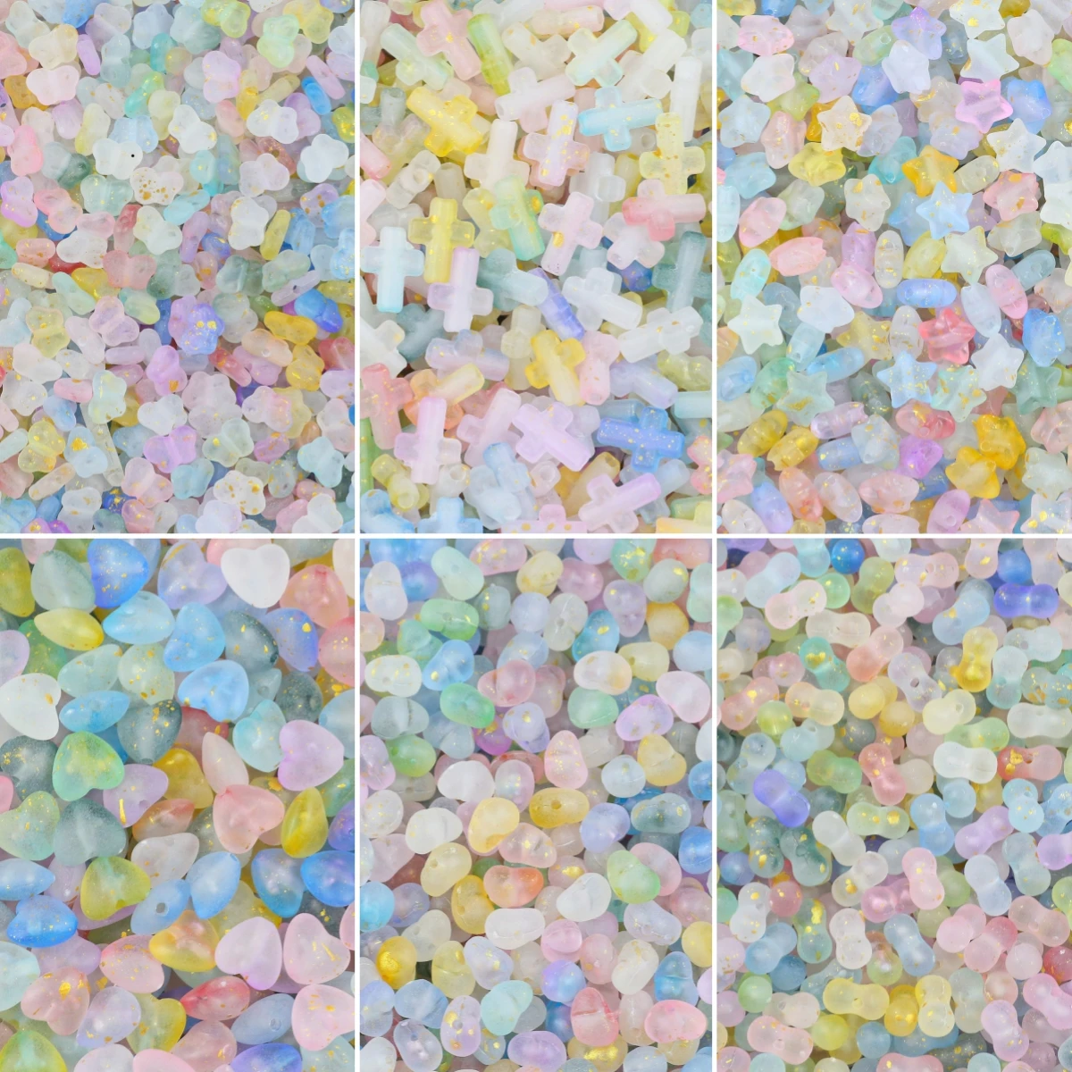 100-400Pcs Acrylic Mixed Styles Transparent Frosted Star Heart Spray Paint Spacer Loose Beads For Jewelry Making DIY Accessories