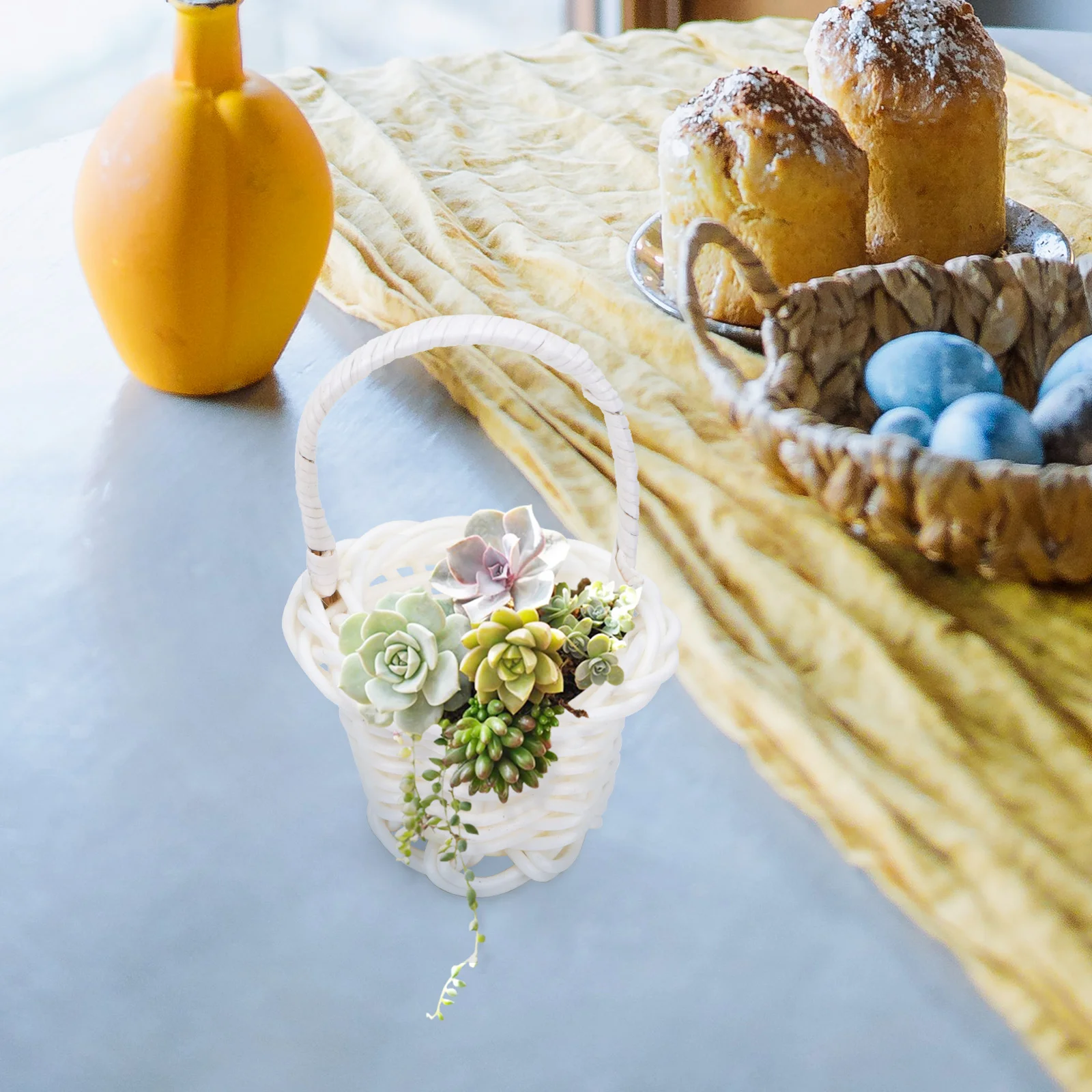 

20pcs Baskets Handwoven Rustic Flower Plastic Woven Storage Home Decor Mini Home Decorative Mini Basket Flower Basket