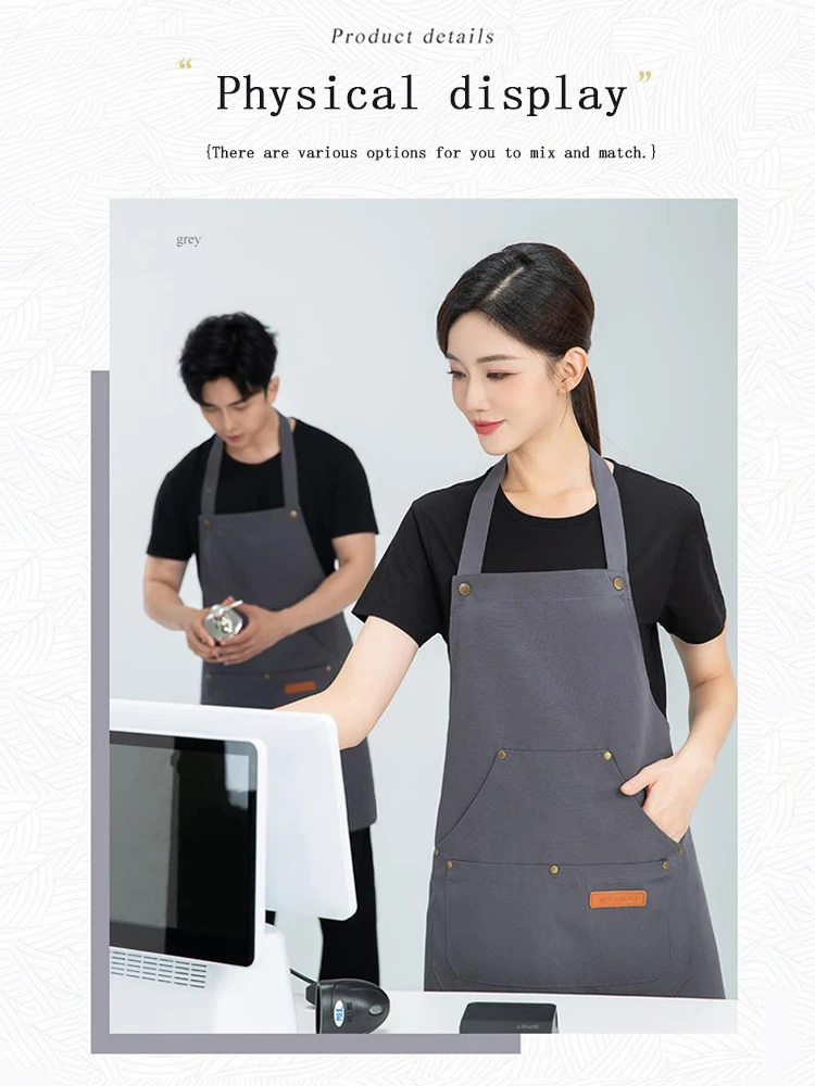 مريلة رقبة قماشية مقاومة للماء تجارية، ربطات خصر قابلة للتعديل، قماش متين لحامل الفاكهة في السوبر ماركت وموظفي متجر البقالة