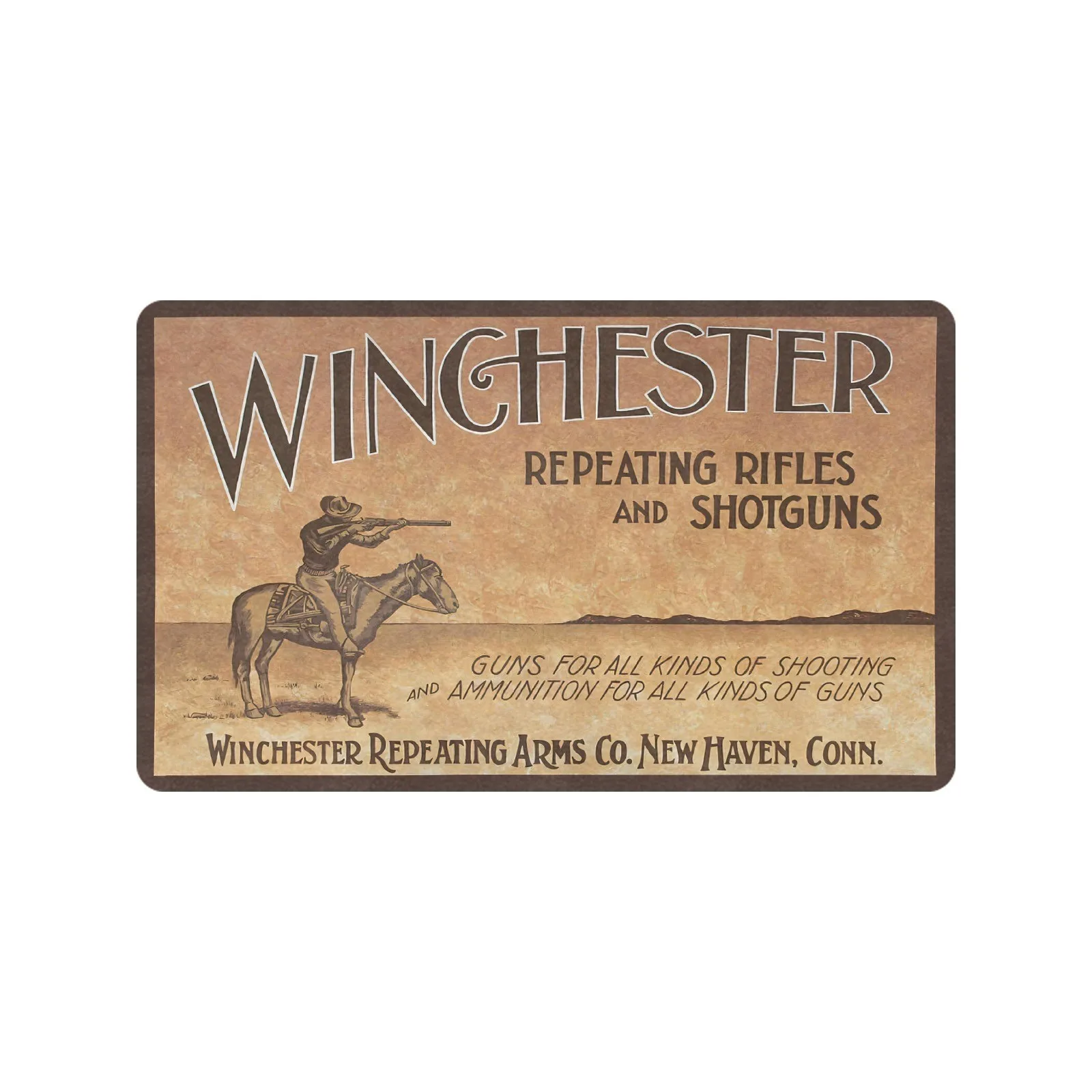 Vintage Winchester Rifle Ad Rug Western Horseman Design Floor Mat for Entryway Home Decor