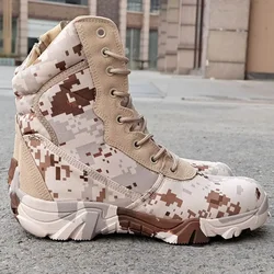 Outdoor Training Men Tactical Boots High-Top Desert Shoes Camouflage Combat Hunting Climbing Botas Hiking Shoes