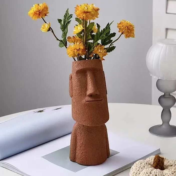 

High level artistic design, high flowerpot and vase design, LEGO bouquet, Moai Revival Island stone statue, Nordic style