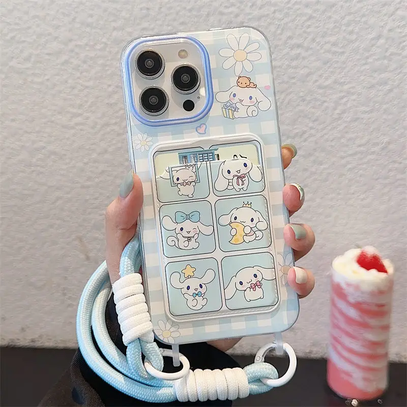 Cinnamoroll-funda de teléfono con correa de mano para Samsung Galaxy A16 A06 A55 A35 A25 A15 A54 A52 A14 A13 A24 A12 A03CORE A04E A05 suave