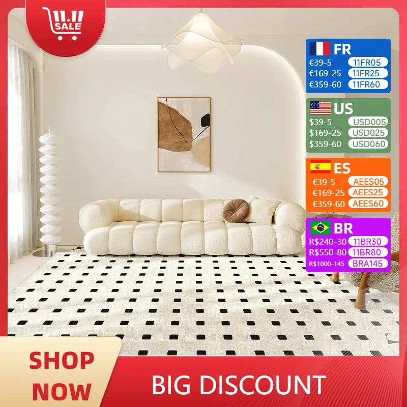 Living Room Large Area Decorative Carpet Light Luxury Home Room Bedroom Bedside Mat Cloakroom Coffee Table Plush Rugs Alfombra