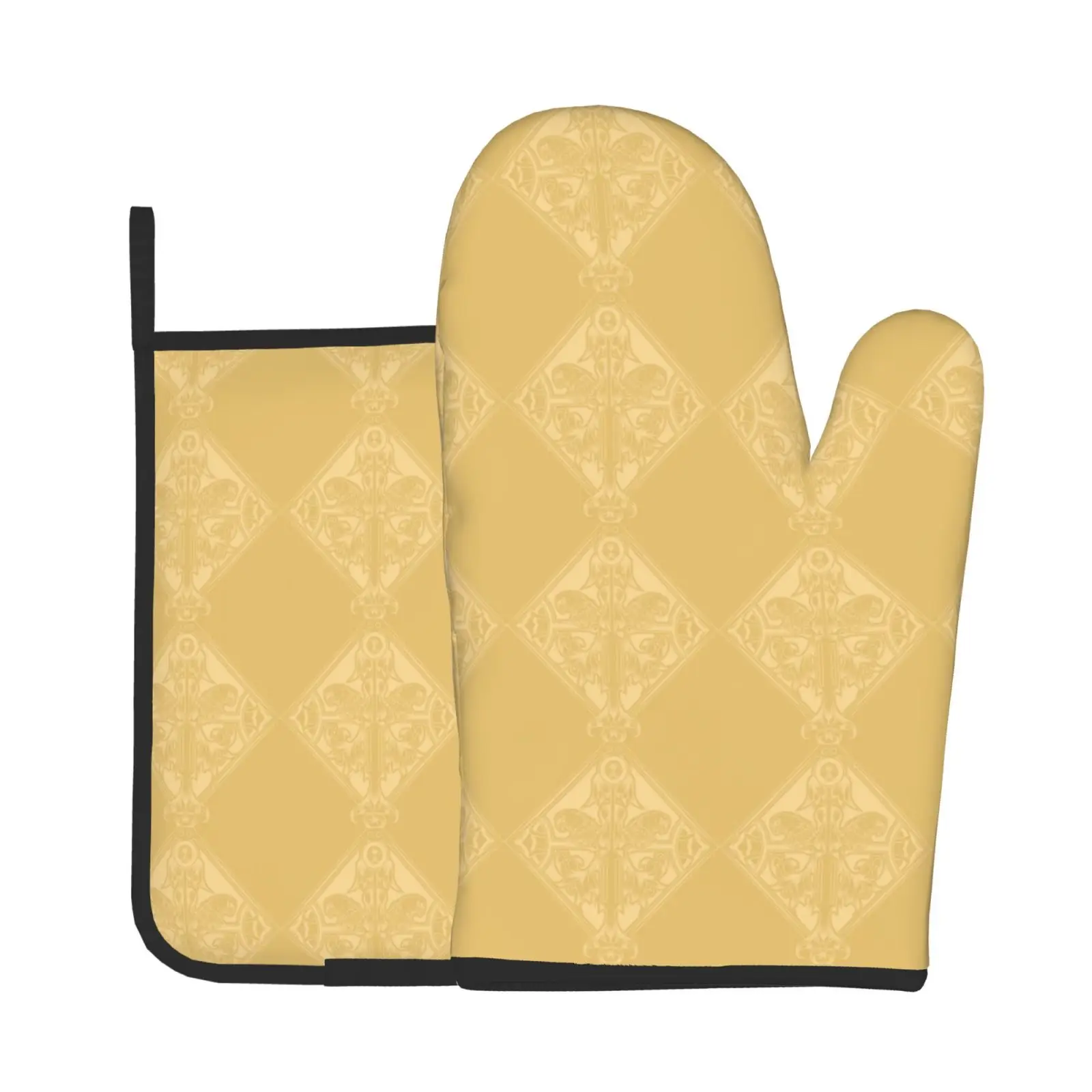 

Badge print Kitchen Heat Isolation Gloves Barbecue Heat Insulation Thick Oven Mitt High Temp Resistant Glove Oven Mitts