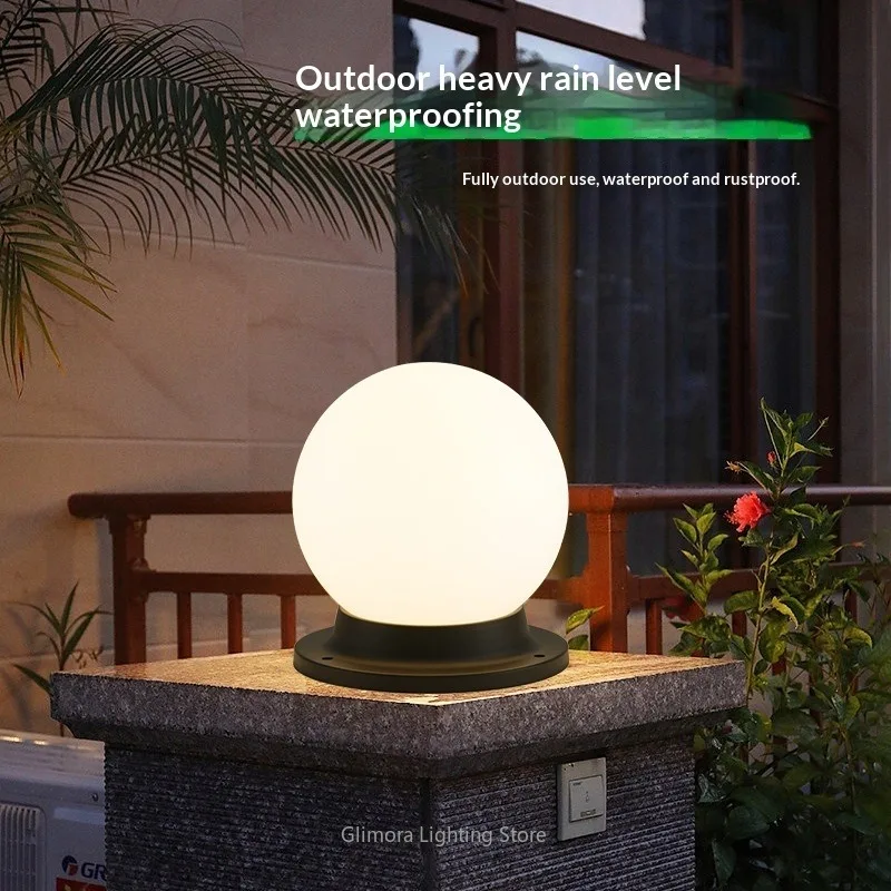 Outdoor Waterproof Post Light, Weatherproof Style, Aluminum & PC, for Villa Yard Garden Gate Wall Pillar, Exterior Outdoor Lamp