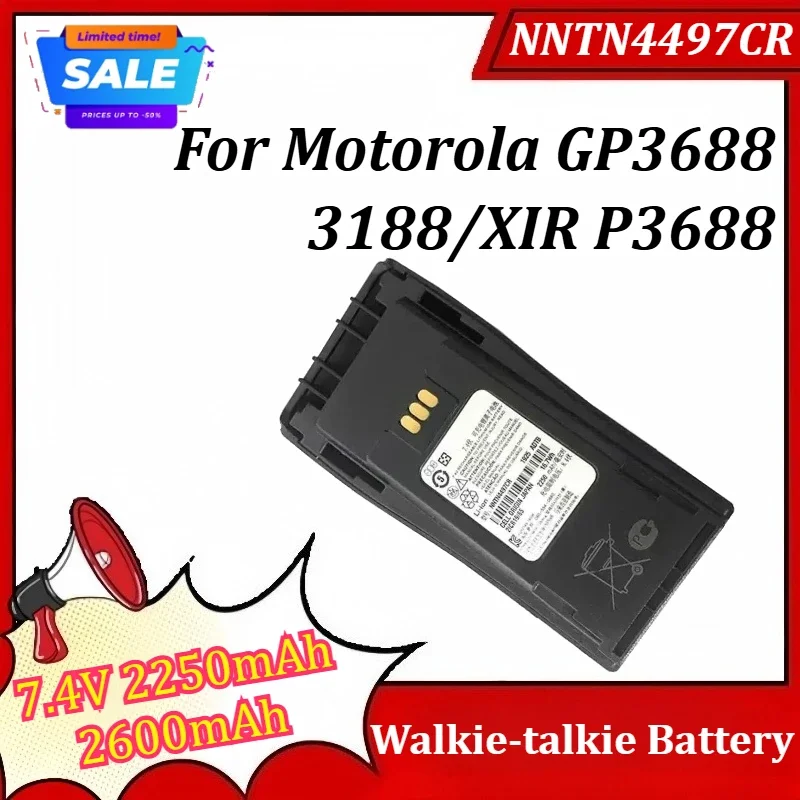 SWZY New NNTN4497CR 7.4V 2250mAh 2600mAh Walkie-talkie Battery for Motorola GP3688/3188/XIR P3688 Battery