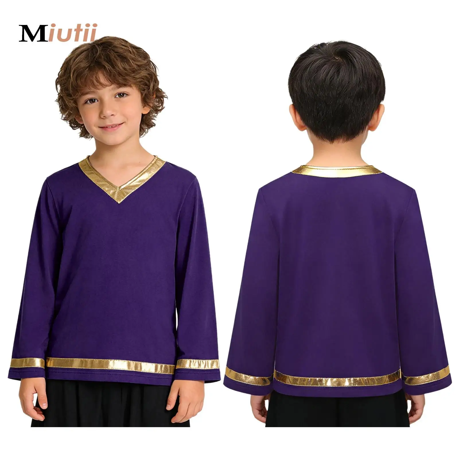 

Boys Christian Priest Pastor Pullover Kids Liturgical Praise Dance Tops Church Worship Dance Performance Gown Robe Dancewear