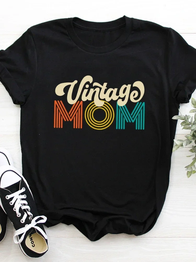 

2024 Vintage Mom Letter Print Women T Shirt Short Sleeve O Neck Loose Women Tshirt Ladies Tee Shirt Tops Clothes Camisetas Mujer