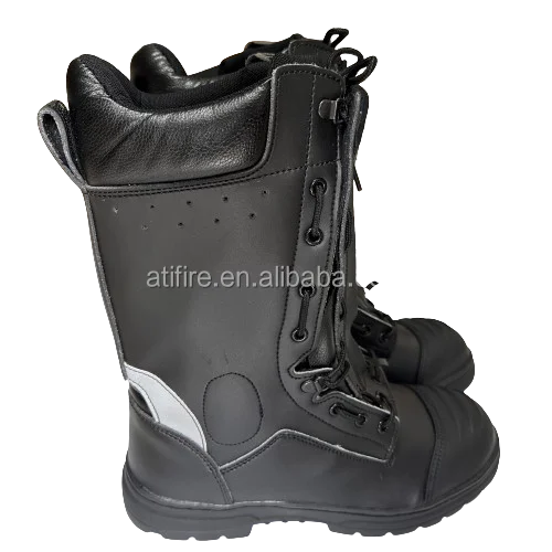 Firefighter Leather Safety Boots Flame Retardant Fireman Rescue Fire Fighting Protection Firefighting EN15090 Steel Toe Sole