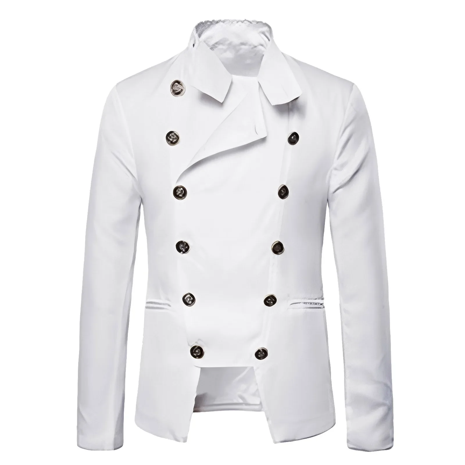 Mens Stylish Double Breasted White Blazer Jacket 2024 Brand New Casual Slim Fit Party Wedding Suit Jacket Men Stage Prom Blazer