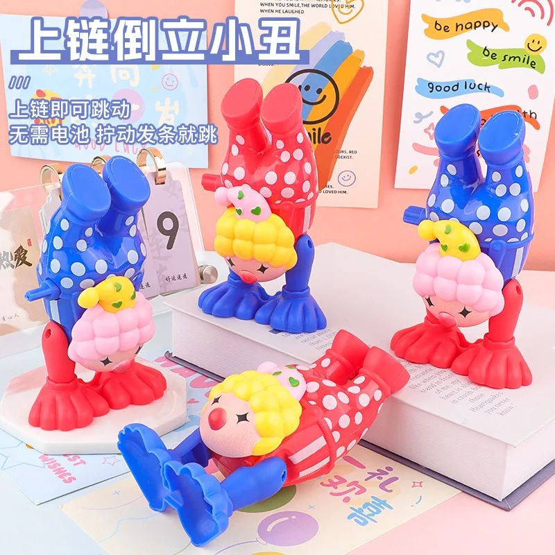 Children Clockwork Inverted Jumping Clown Toy Cute Clown Whind-up Jumping Fidget Baby Learning Crawling Interactive Funny Gift