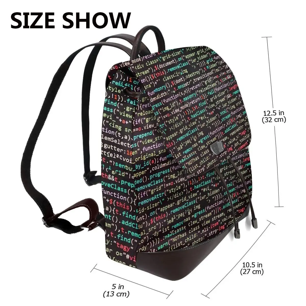 Java Script Code Bookbag School Student Bags Hiking Travel Daypack for Women Fashion Derma Backpack