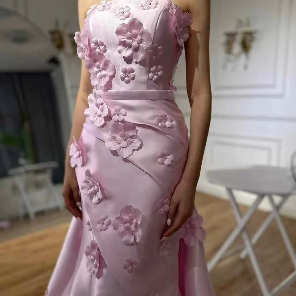 Customized Prom Gown High Quality Classic Ruched Applique A-line Strapless Long Dresses Exquisite Evening Party Gowns for Women