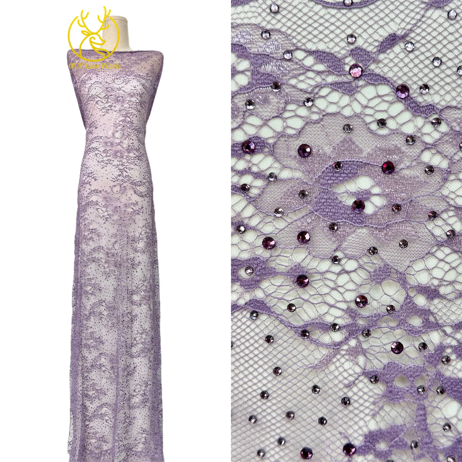 5 Yards französische Stickerei-Tüll-Diamantspitze, nigerianische afrikanische Pailletten-Perlen-Spitze für Damen, Partykleid, Hochzeitskleid, Nähen – Detail 6