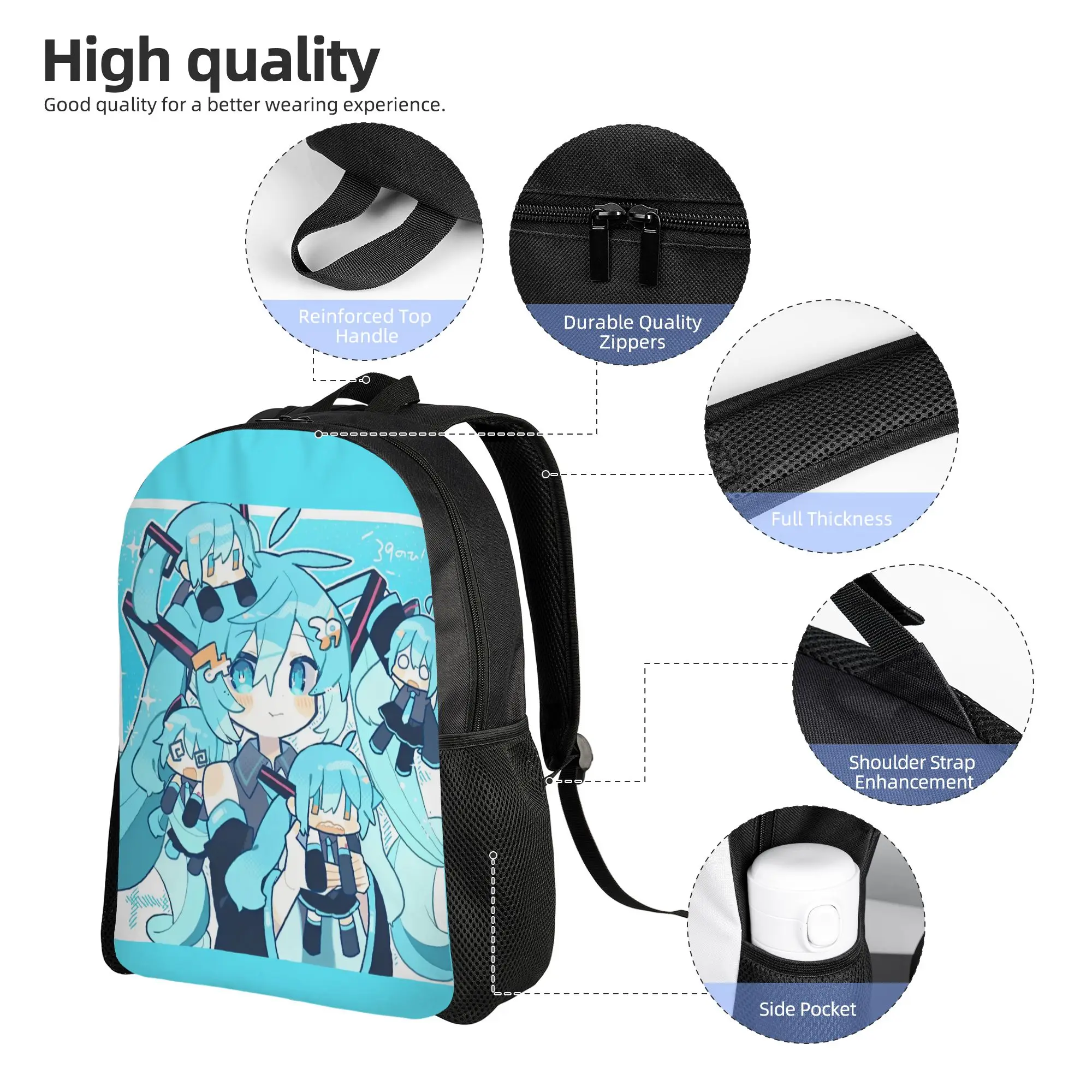 Hatsune Miku  Backpack for Men Women Casual Student Hiking Travel Daypack Japan Anime  Laptop Canvas Bags Lightweight view 4