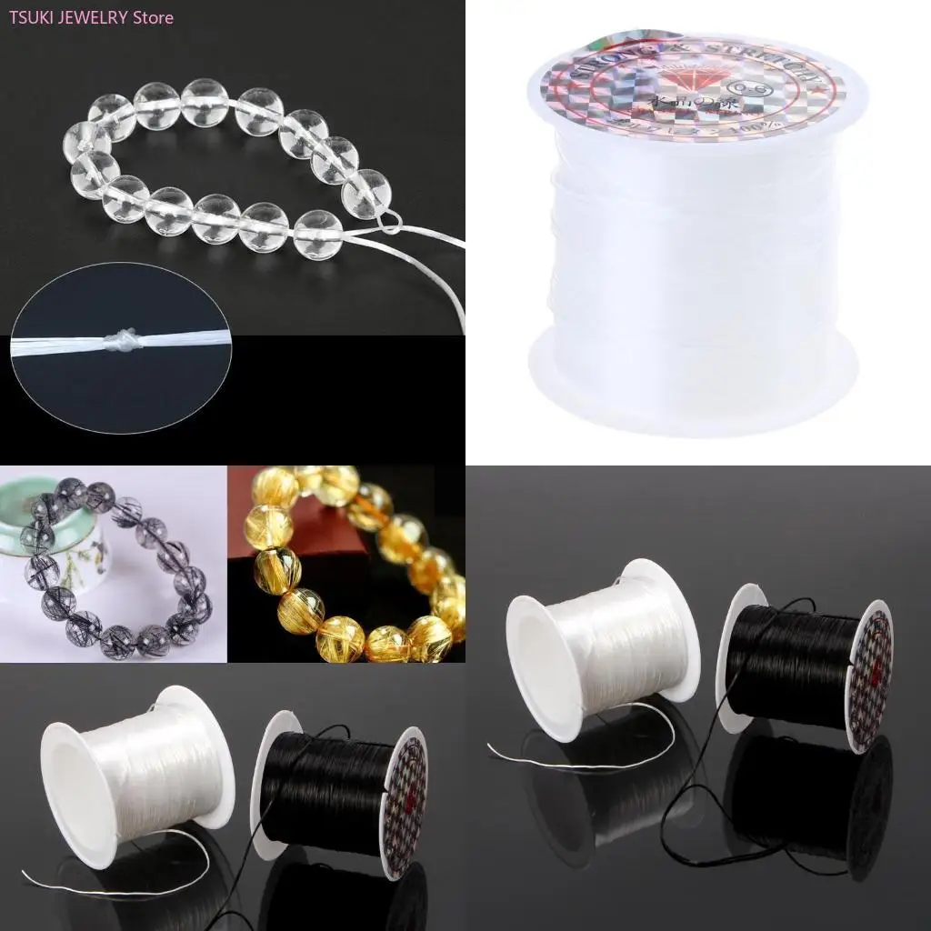 

62KE Bead Thread String for Hanging Christmas Ornaments Bracelet Making White Black