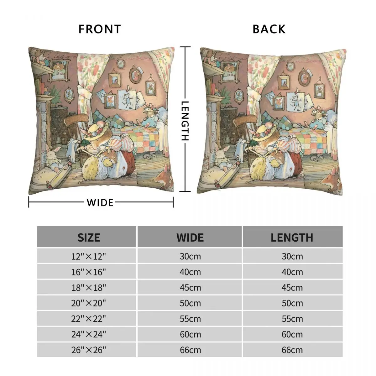 Brambly Hedge Lady Primrose Woodmouse Square Pillowcase Polyester Linen Velvet Creative Zip Decorative Car Cushion Case