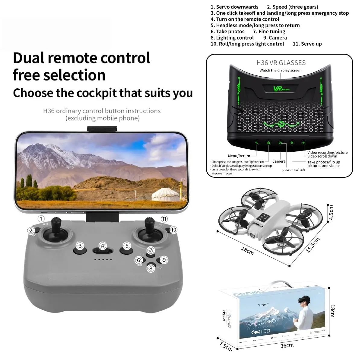 Drone telecomandato 2.4G FPV 480P HD Occhiali di trasmissione in tempo reale Telecamera HD Drone senza spazzole Aereo RC Quadcopter Giocattolo volante