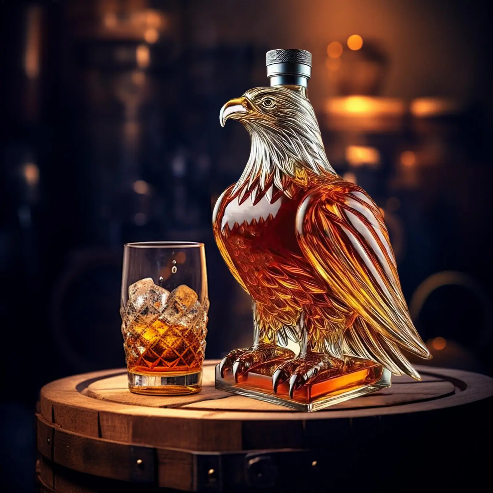 Animal Statue Bottle Decanter Eagle Decanter Glass Animal-Shaped Whiskey Bottles Collectible Novelty Container for Beer Tasting