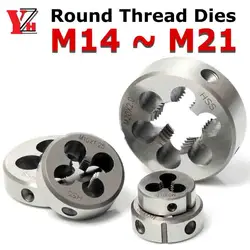 Hss rosca morrer métrica redonda morre ferramenta de corte mão direita liga aço m14 m15 m16 m17 m18 m19 m20 m21 usinagem roscas externas