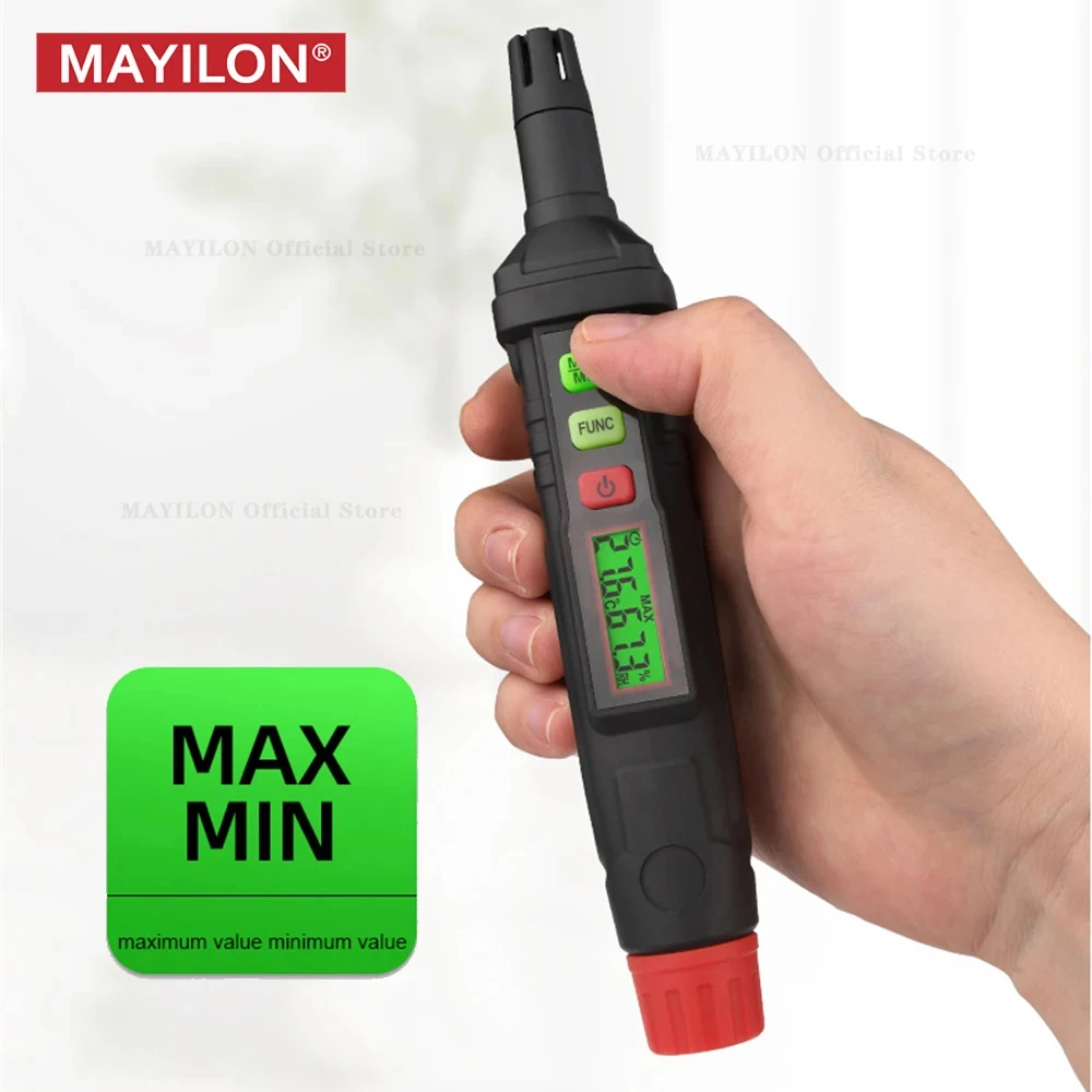 MAYILON Thermometer Hygrometer HT62 2 in 1 Dew Point Wet Bulb Ambient Temperature & Humidity Meter Thermograph Humidometer