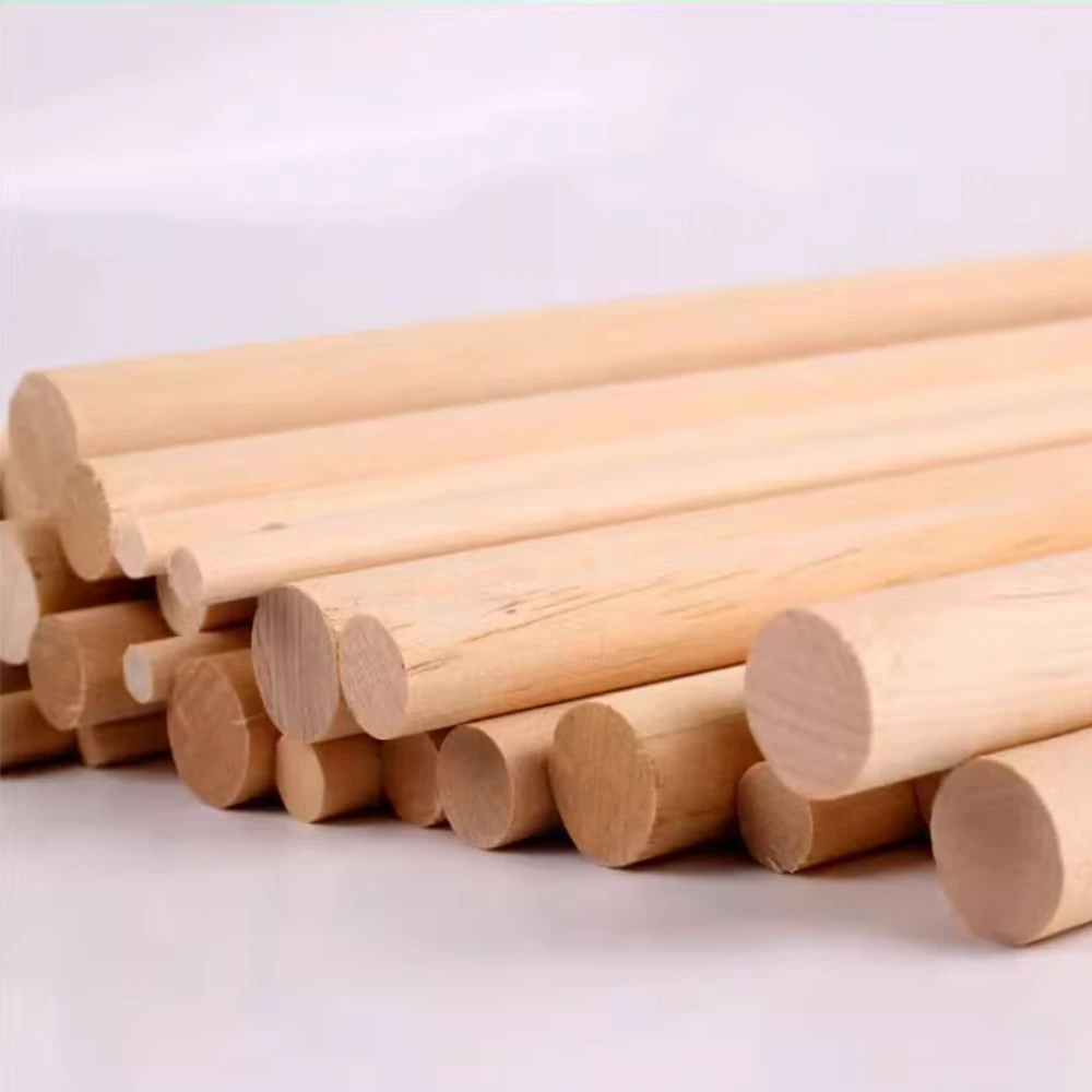 2-50pcs Diameter 3/4/5/6/7/8/10/12/14/20/25mm Length 100-500mm Solid Round Wood Rod Wood Strip DIY Model Material Accessories