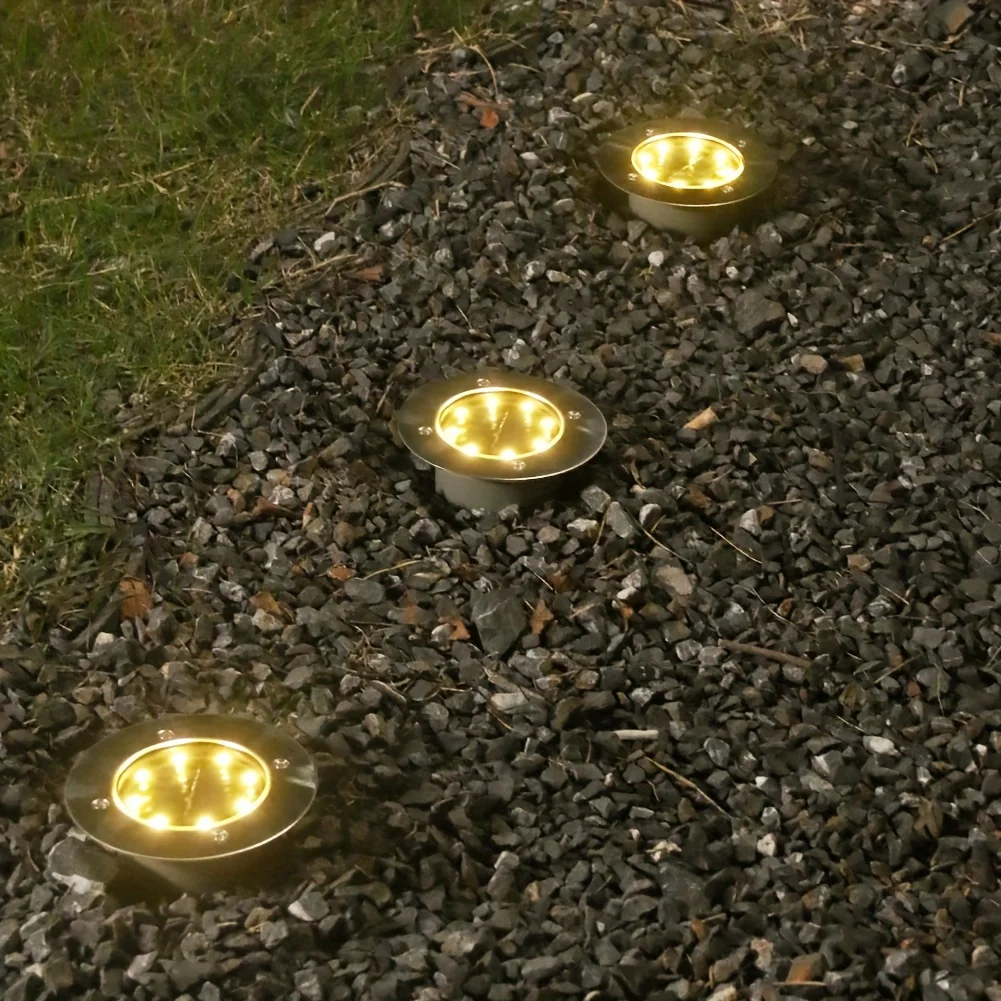 알루미늄 강화 유리 태양광 지상 조명 태양열 전원 통로 조명 방수 야외 램프 정원 산책로 뒷마당 4개