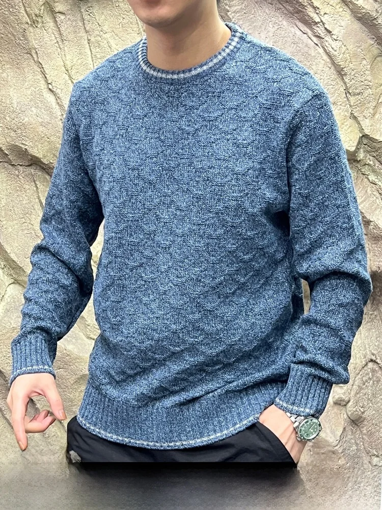 

Thiened Version Грубая игла, круглый пуловер, вязаный свитер, теплый мужской осенне-зимний вязаный мягкий полиэстер, хлопок...